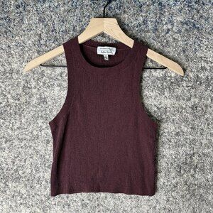 & Other Stories Tank Top‎ Womens Medium Burgundy Ribbed Knit Silk Blend Crop